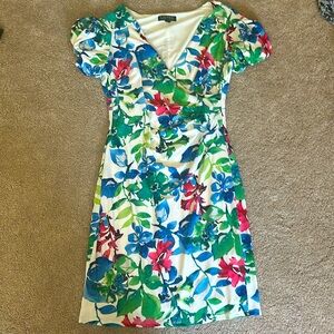 White, green, blue, and red dress. Worn once to a wedding.